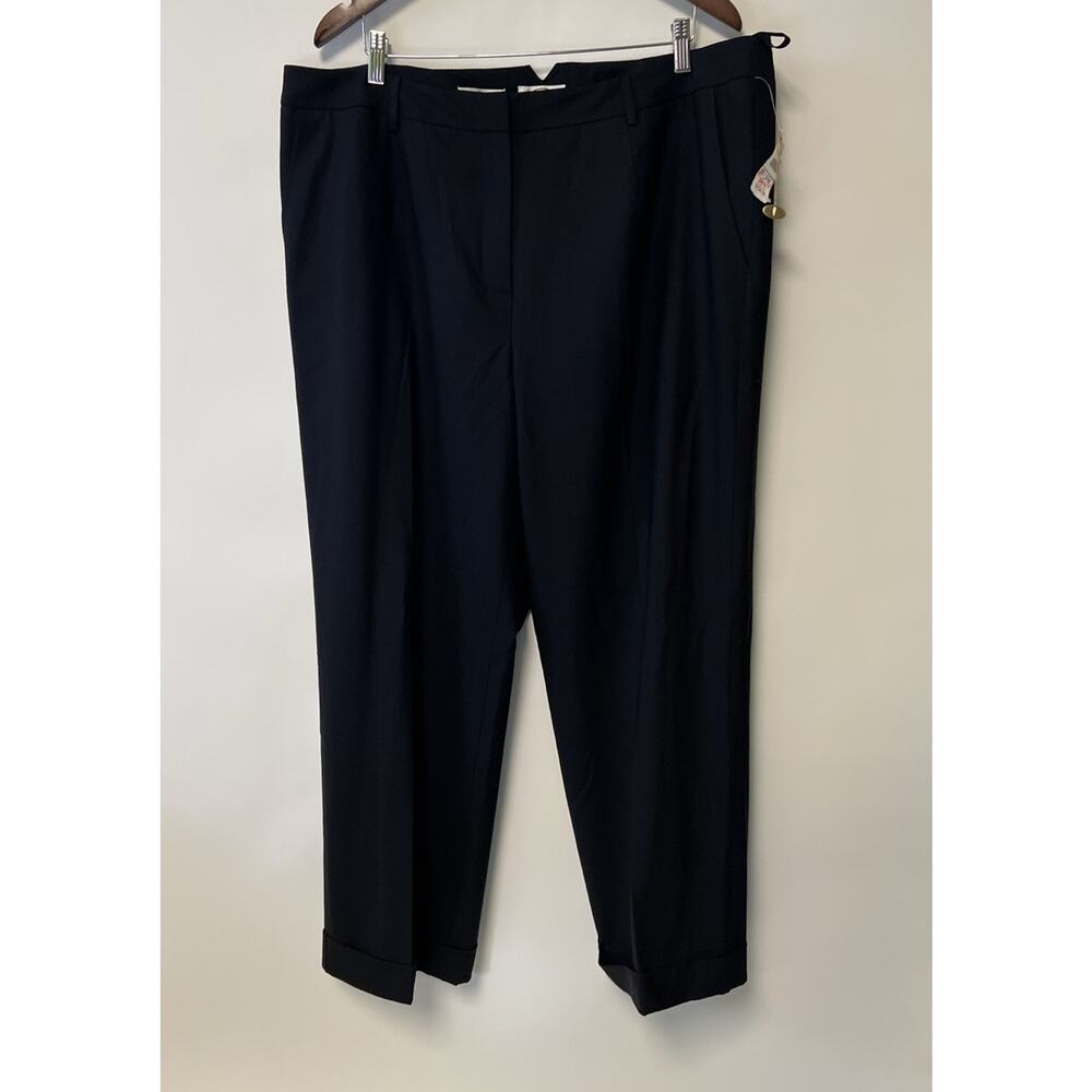 NEW VTG Talbots Black Wool Blend Pants 20W Plus Size‎ Fabric Made Italy Classic